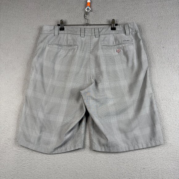 Oneill Short Men Size 36 Gray Plaid Hybrid Board Chino 11L Summer Lightweight - Picture 2 of 8